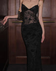 ROVENTE Sheer Velvet Maxi Dress - PINKPARKS