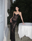 ROVENTE Sheer Velvet Maxi Dress - PINKPARKS