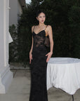 ROVENTE Sheer Velvet Maxi Dress - PINKPARKS