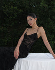 ROVENTE Sheer Velvet Maxi Dress - PINKPARKS