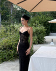 ROVENTE Sheer Velvet Maxi Dress - PINKPARKS