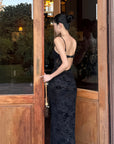 ROVENTE Sheer Velvet Maxi Dress - PINKPARKS