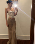 ROVENTE Sheer Ruched Mesh Maxi Skirt - PINKPARKS