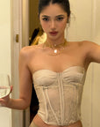 ROVENTE Lace Corset Bustier Top - PINKPARKS