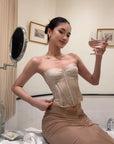 ROVENTE Lace Corset Bustier Top - PINKPARKS