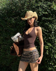ROVENTE Leopard Sequin Micro Skirt - PINKPARKS