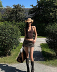 ROVENTE Leopard Sequin Micro Skirt - PINKPARKS