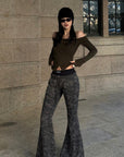 ROVENTE Off-Shoulder Slim-Fit Long Sleeve Top with Front Hem Slit - PINKPARKS