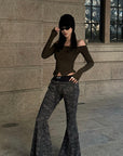 ROVENTE Off-Shoulder Slim-Fit Long Sleeve Top with Front Hem Slit - PINKPARKS
