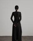 DOINDULGE Wide Leg Trousers with Draped Obi Belt