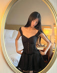 DreamyNerd Velvet Bow Lace Mini Dress