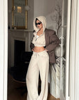 ROVENTE Wide-Leg Drawstring Sweatpants - PINKPARKS