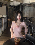 DreamyNerd Rosebud Knit Ribbed Top - PINKPARKS