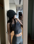 WARDEN EDGE Ribbed Knit Flared Pants & Cropped Camisole Set - PINKPARKS