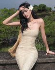 ROVENTE Floral Lace Sculpted Slip Maxi Dress - PINKPARKS