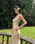 ROVENTE Floral Lace Sculpted Slip Maxi Dress - PINKPARKS