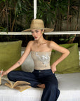 ROVENTE Embellished Strapless Knit Top - PINKPARKS