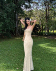 ROVENTE Floral Lace Sculpted Slip Maxi Dress - PINKPARKS