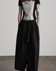DOINDULGE Paneled Cutout T-Shirt with Layered Collar