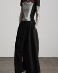 DOINDULGE Paneled Cutout T-Shirt with Layered Collar