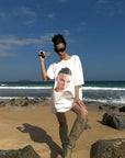 0122stepll T-shirt ample à imprimé portrait