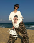 0122stepll T-shirt ample à imprimé portrait