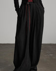 DOINDULGE Crinkled Wide Trousers with Red Thread