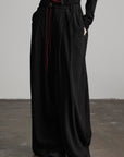 DOINDULGE Crinkled Wide Trousers with Red Thread