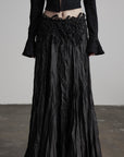 DOINDULGE Crushed Maxi Skirt with 3D Knotwork Waistband