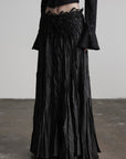 DOINDULGE Crushed Maxi Skirt with 3D Knotwork Waistband