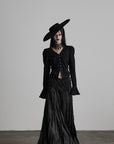 DOINDULGE Crushed Maxi Skirt with 3D Knotwork Waistband