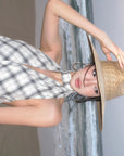 ROVENTE Draped Plaid Halter Top with Open Back - PINKPARKS