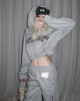 Rase le sol Cropped Hoodie and Pants Set - PINKPARKS