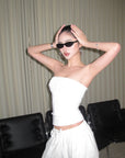ROVENTE Embellished Strapless Knit Top - PINKPARKS