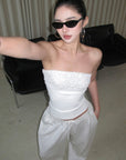 ROVENTE Embellished Strapless Knit Top - PINKPARKS
