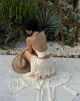 ROVENTE Layered Ruffle High-Low Skirt in Vanilla Cream - PINKPARKS