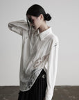 DOINDULGE Deconstructed Lace Paneled Shirt