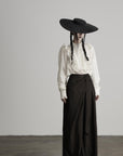 DOINDULGE Baroque Embroidered Blouse with Ruffled Lace Panels