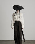 DOINDULGE Baroque Embroidered Blouse with Ruffled Lace Panels