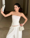 ROVENTE Embellished Strapless Knit Top - PINKPARKS