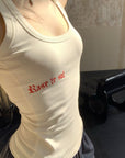 Rase le sol Red Letter Print Tank Top - PINKPARKS