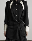 DOINDULGE Deconstructed Asymmetric Contrast Shirt