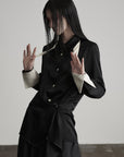 DOINDULGE Deconstructed Asymmetric Contrast Shirt
