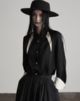 DOINDULGE Deconstructed Asymmetric Contrast Shirt