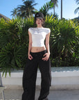 ROVENTE Backless Cap Sleeve Fitted Tee - PINKPARKS