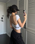 ROVENTE Backless Cap Sleeve Fitted Tee - PINKPARKS
