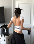 ROVENTE Backless Cap Sleeve Fitted Tee - PINKPARKS