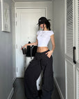 ROVENTE Backless Cap Sleeve Fitted Tee - PINKPARKS