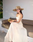 ROVENTE Sequin & Pleated Chiffon Strapless Dress - PINKPARKS