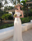 ROVENTE Sequin & Pleated Chiffon Strapless Dress - PINKPARKS